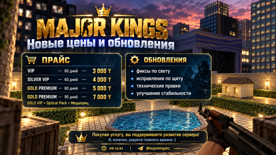 Новые цены на VIP-услуги и обновления сервера